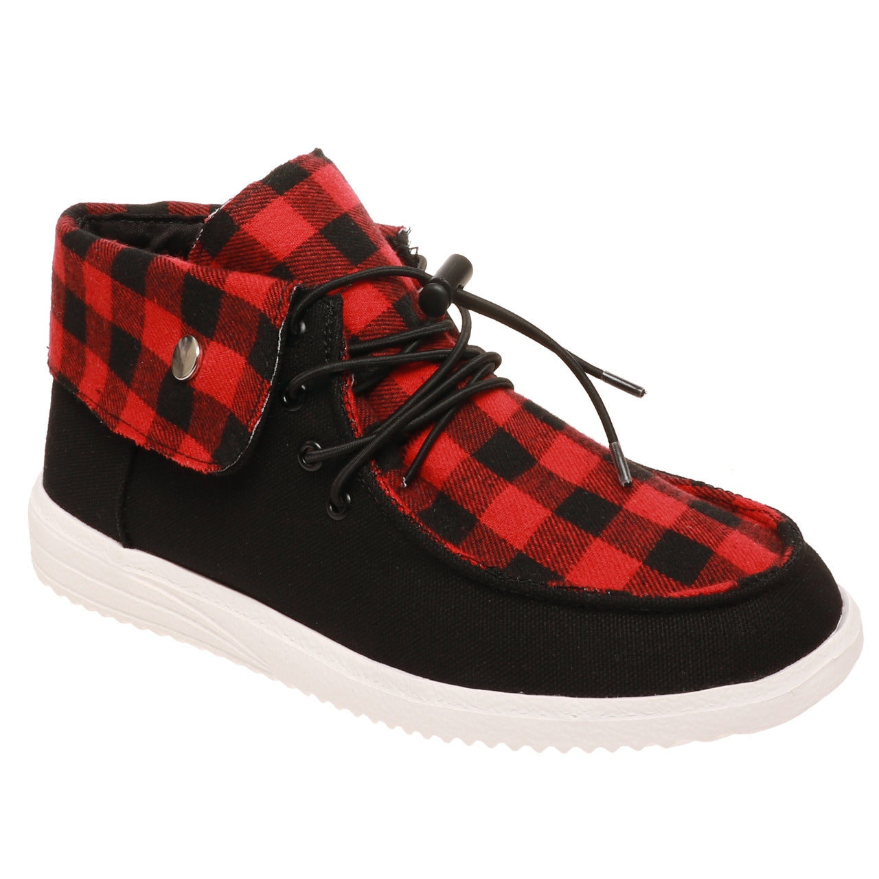 Red and black plaid on sale booties