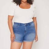 One Button Double Cuff Shorts